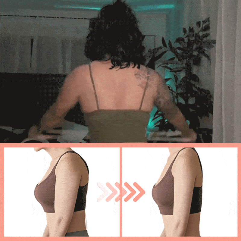 Woman using a Figure 8 resistance band for upper body and posture exercises